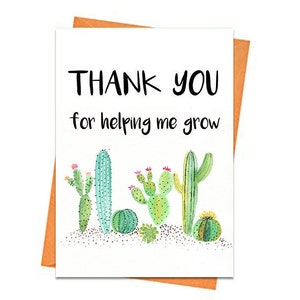 Carte de remerciement, carte de remerciement imprimable, carte pour l'enseignant, carte d'appréciation de l'enseignant, cadeau pour l'enseignant, meilleure carte d'enseignant, cactus Merci