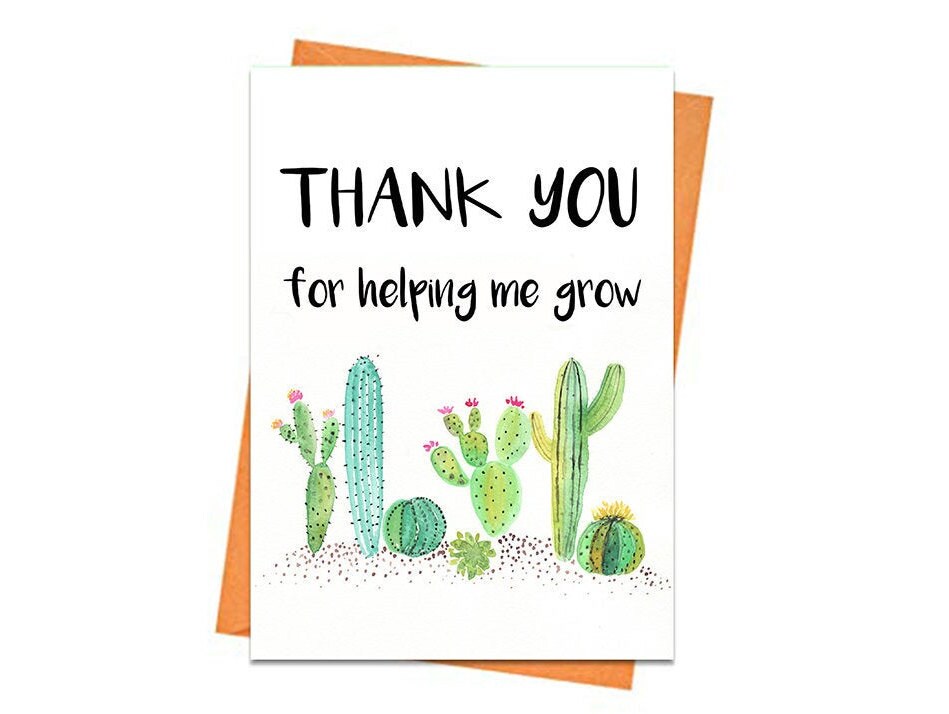 thank you card printable thank you card card for teacher etsy