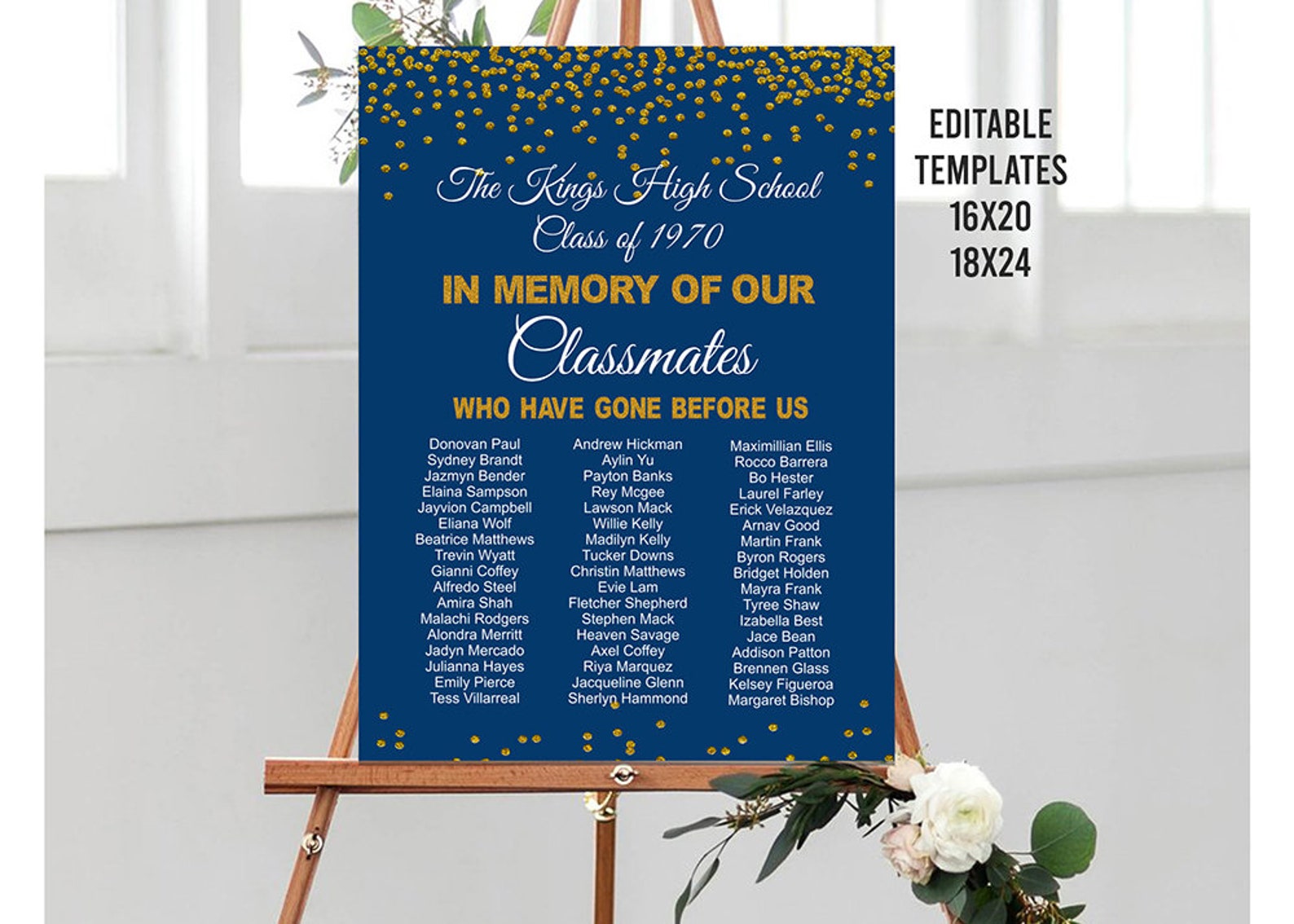 Editable in Memorial Sign for Class Reunion, Reunion Memory Classmates ...