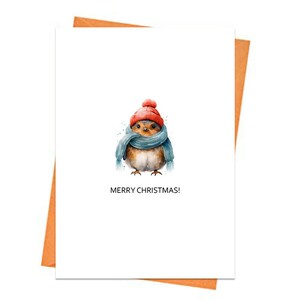 Weihnachtskarte mit Rotkehlchen, Winterkarte, Weihnachtsgrußkarte, Karte für Weihnachten, Weihnachtsgrüße, Single Weihnachtskarte, Merry