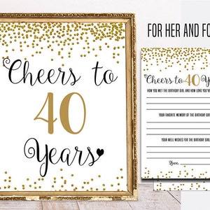 40th Birthday Pack, 40th Birthday Game, 40th Birthday Activity Sheet, Cheers to 40 Years, 40th birthday party sign, 40th birthday party game