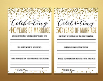 50th anniversary game, 40th anniversary game, Printable anniversary party sheets - Celebrating 50th wedding anniversary - 40th anniversary