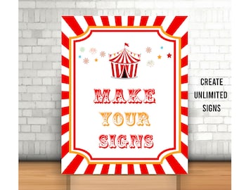 Editable Carnival Party Sign, A3, Printable, Circus Tent Sign, Circus Birthday Decoration, Instant Carnival Party Decor, Carnival Template