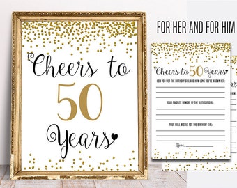 50th Birthday Pack, 50th Birthday Game, 50th Birthday Activity Sheet, Cheers to 50 Years, 50th birthday party sign, 50th birthday party game