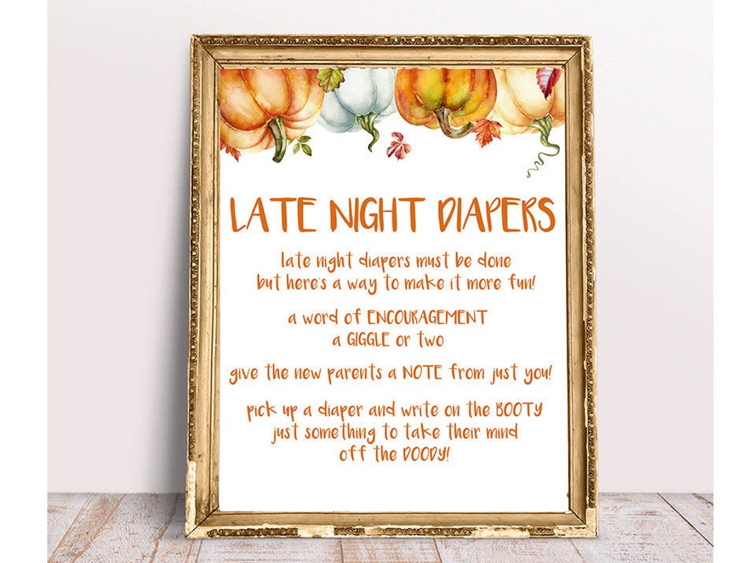Late Night Diapers, Baby Shower Signs, Fall Baby Shower Sign, Autumn