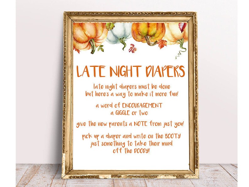 Late Night Diapers Baby Shower Signs Fall Baby Shower Sign Etsy