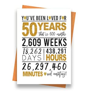 ゴールド 50 周年結婚記念日カード、印刷可能な記念日カード、50 歳の誕生日の印刷物、グリーティング カードの印刷物、ゴールド 50 周年カード ファイル