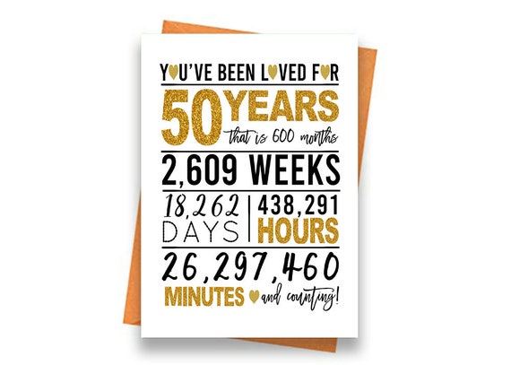 Gold 50th Wedding Anniversary Card Printable Anniversary - Etsy Israel