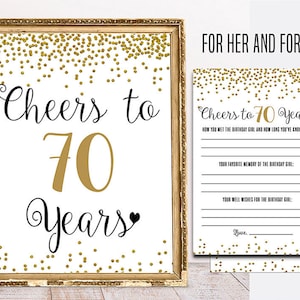 70th Birthday Pack, 70th Birthday Game, 70th Birthday Activity Sheet, Cheers to 70 Years, 70th birthday party sign, 70th birthday party game