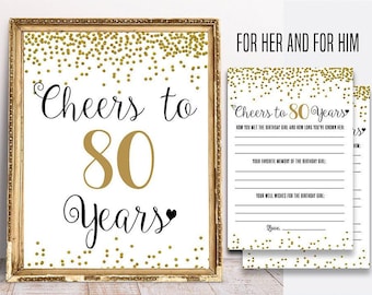 80th Birthday Pack, 80th Birthday Game, 80th Birthday Activity Sheet, Cheers to 80 Years, 80th birthday party sign, 80th birthday party game