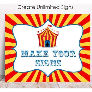 Editable Circus Party Sign, Printable, Carnival Tent Signs Decor, Circus Birthday Decoration, Instant Carnival Party Decor, Carnival Gift