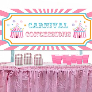 Pink Carnival Concessions Poster, Printable, Pink Circus Birthday Concession Sign, Pink Birthay, County Fair, Girls Birthday, Party Decor