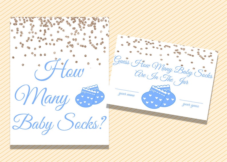 Guess How Many Socks Game Printable Baby Shower Games Gold - Etsy