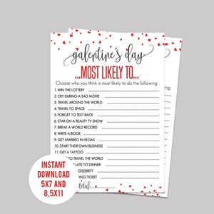Galentines Day Molto probabilmente al gioco, Stampabile, Galentines Day Party Game, Gioco per adulti San Valentino Party, Ladies Night Game, Galentines Fun