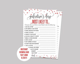 Galentines Day Most Likely To Game, Printable, Galentines Day Party Game, Adult Valentine Day Party Game, Ladies Night Game, Galentines Fun
