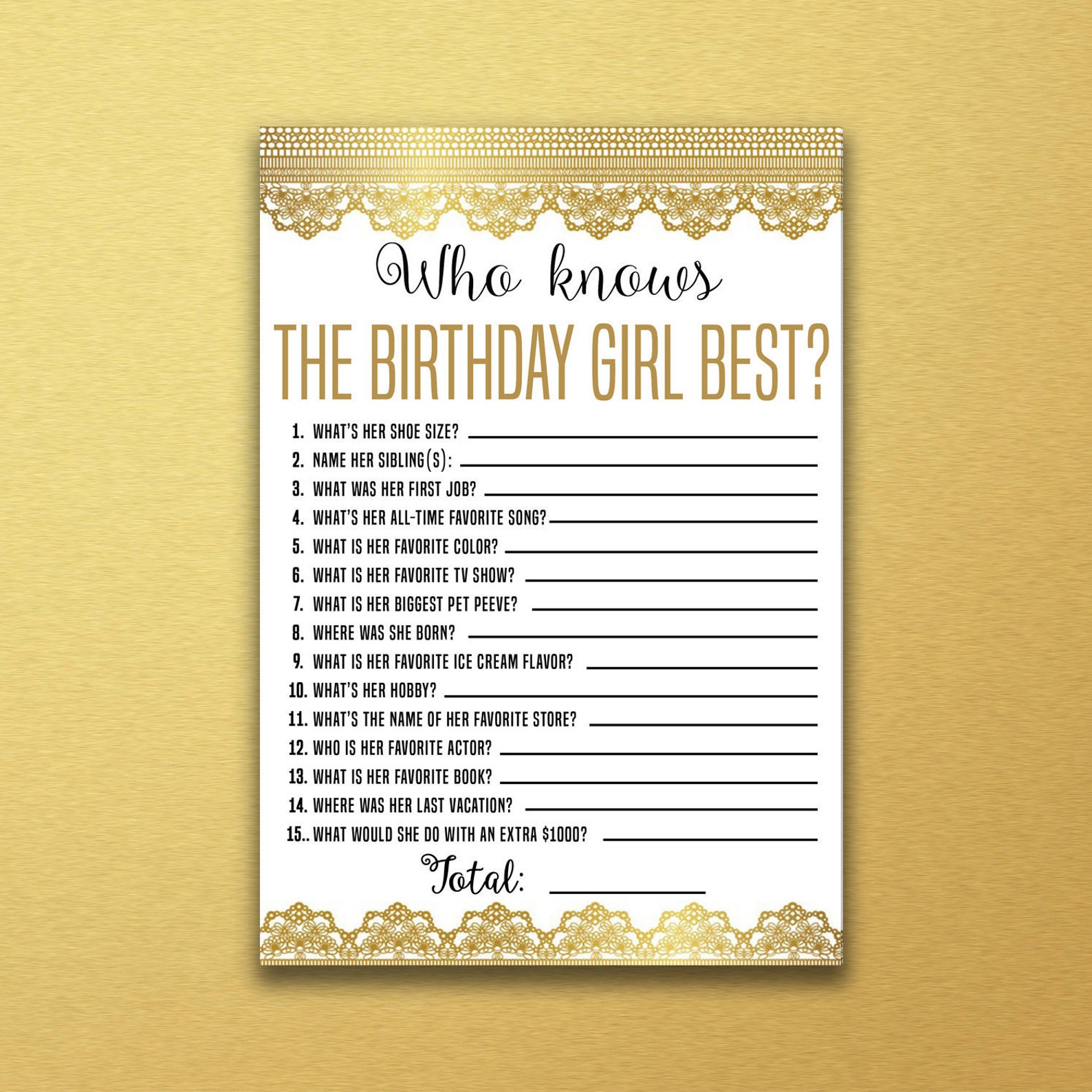 Who Knows the Birthday Girl Best How Well Do You Know the - Etsy