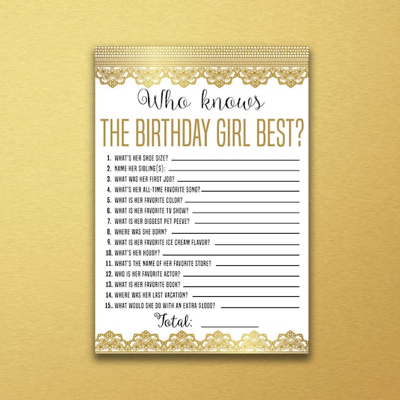Who Knows The Birthday Girl Best How Well Do You Know The Etsy Who Knows The Birthday Girl Best How Well Do You Know The Etsy
