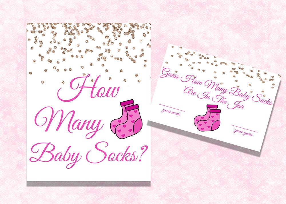 Guess How Many Socks Game Printable, Baby Shower Games, Gold Confetti ...