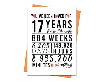 17th Birthday Card, Printable Birthday Card, 17th Birthday Printables, Greeting card printables, red 17th birthday, 17th heart birthday