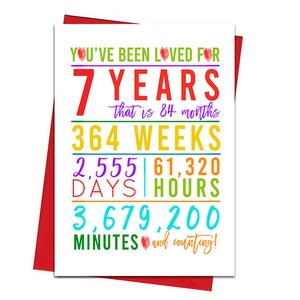 7. Geburtstagskarte, druckbare Geburtstagskarte, 7. Geburtstag Printables, Grußkarten Printables, Bunt 7. Geburtstag, 7. Herz Geburtstag