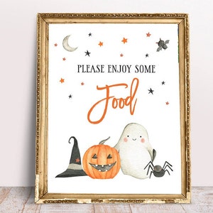 Halloween Food Sign, Halloween Party Decor, Halloween Birthday, Halloween Baby Shower, Pumpkin Food Table Sign, Printable Instant Download