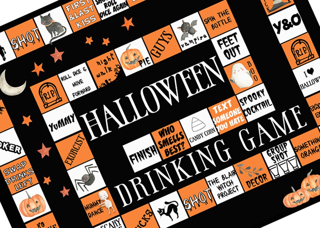 Halloween Drinking Board Game, Printable Drinking Board Game, Black Out ...