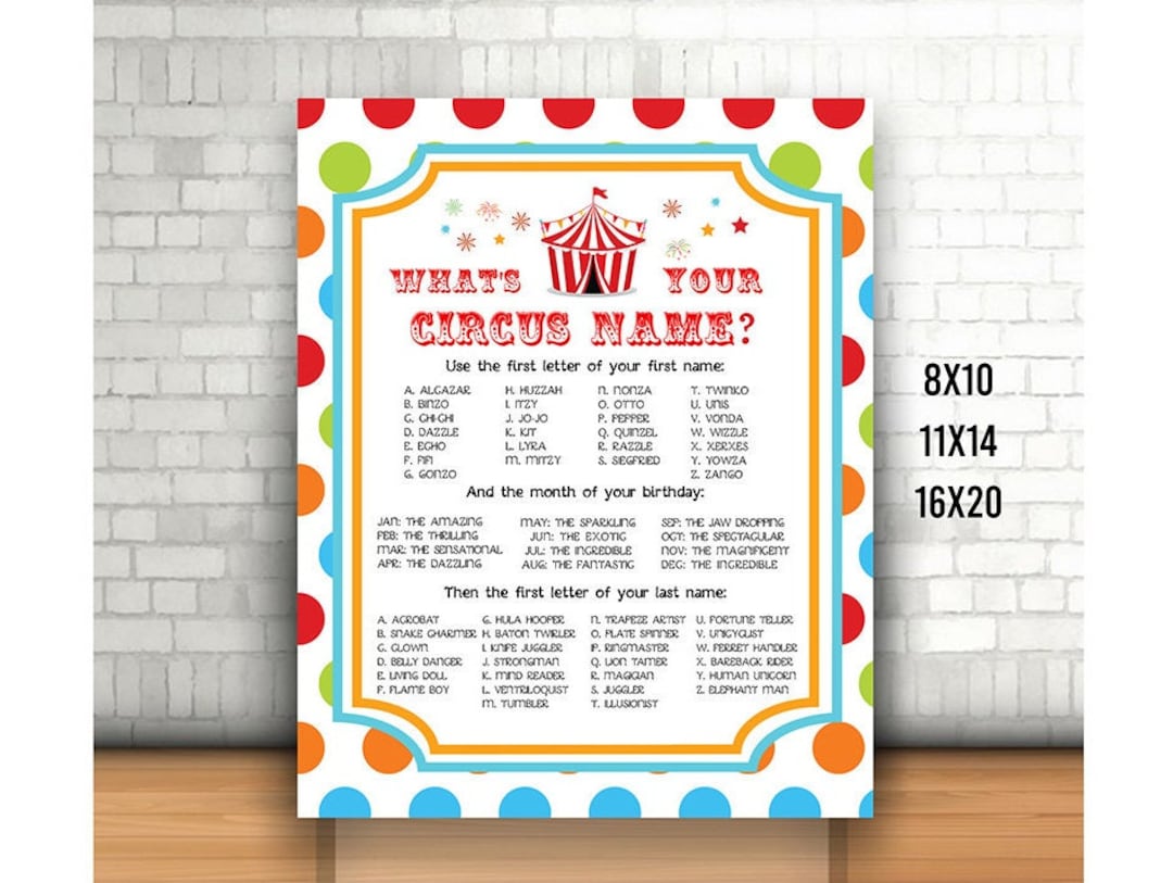 Circus Name Sign Printable Carnival Names Poster what s Your Circus circus-name-poster-instant-download-what-s-your-etsy