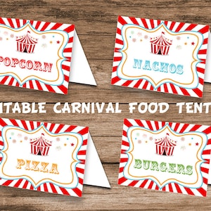 Editable Carnival Food Tent, Printable, Circus Tent Template, Circus Birthday Decoration, Instant Carnival Party Decor,, Carnival Signs