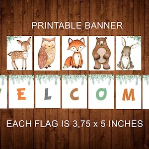 Banner di benvenuto a tema bosco, benvenuto in aula, aula a tema foresta, decorazione per porta dell'aula, arredamento per classe nel bosco, download istantaneo