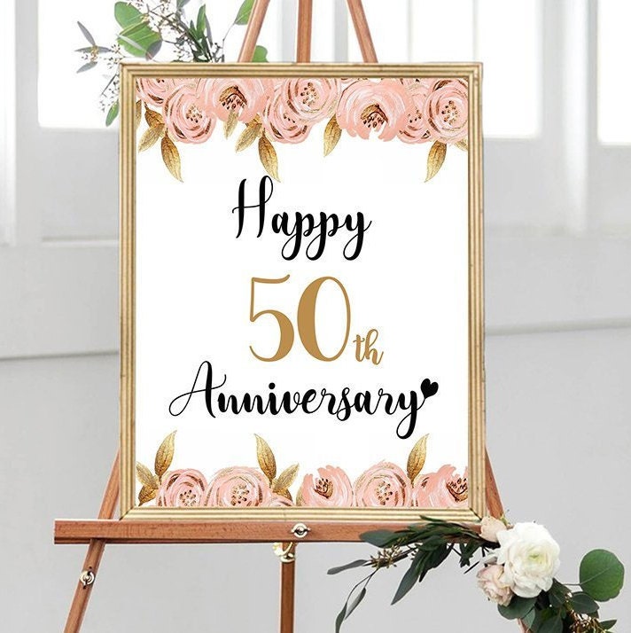 Gold Happy 50th Anniversary Cheers To 50 Years 50th Wedding Etsy