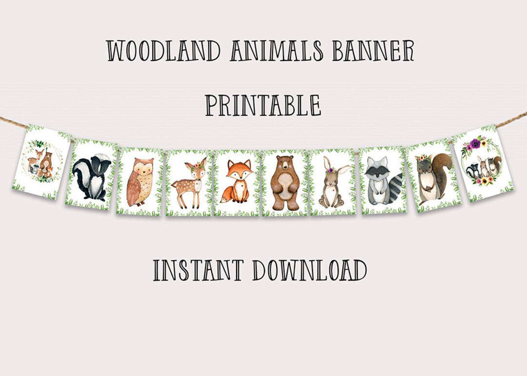 Woodland Animals Banner, Printable, Woodland Baby Shower Banner, Baby ...