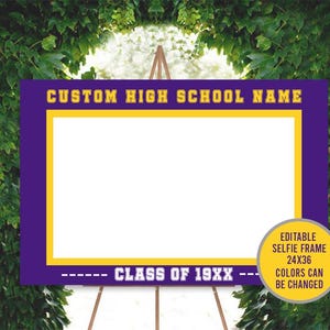 Editable Class Reunion Selfie Photo Frame Sign, Gold Reunion Frame, Gold Reunion decor, High school reunion decor, College Reunion Template