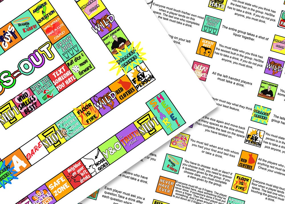 Drinking Board Game Printable Drinking Board Game Black Out - Etsy