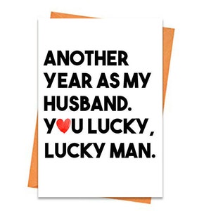 グリーティング カード - 夫としてもう 1 年。銀婚式カード、誕生日、夫への面白いカード、中は空白、印刷可能なカード ファイル