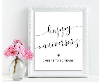 50th Anniversary, Cheers to 50 Years, Happy 50th Anniversary, 50th Anniversary Sign, Modern Anniversary Decoration, Golden Anniversary