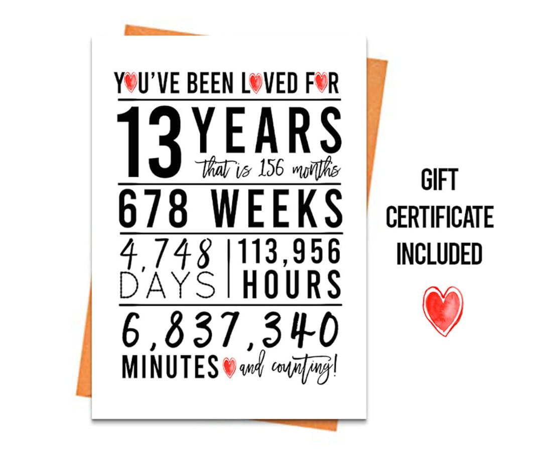 13th Birthday Card, Printable Birthday Card, 13th Birthday Printable ...