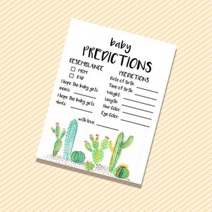 Baby Shower Games, Baby Predictions, Printable Fiesta Baby Shower Game, Succulent Baby Predictions, Cactus Boho Shower, prédictions de cactus