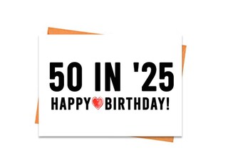 Biglietto Di Auguri Per 50° Compleanno – Formato A4 Con Glitter E Busta – AO011