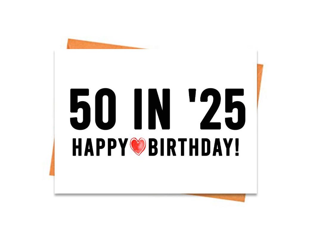 Biglietto Di Auguri Per 50° Compleanno – Formato A4 Con Glitter E Busta – AO011