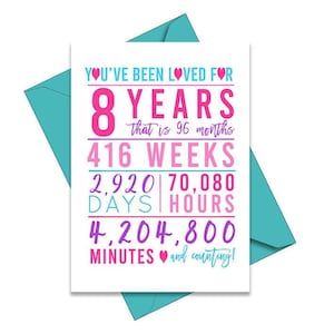 8th Birthday Card, Printable Birthday Card, 8th Birthday Printables, Greeting card printable, 8th birthday, pink 8th birthday card, Princess