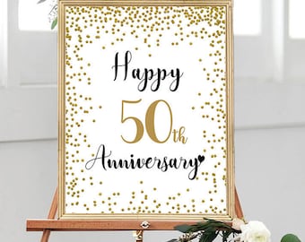 Happy 50th Anniversary, Cheers to 50 Years, 50 thWedding Anniversary, Gold confetti Anniversary Party Decoration, Anniversary  décor, files