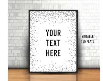 Editable Silver Party Sign, 4x6, 8x10, Printable, Silver Birthday Sign, Silver Birthday Decoration, Instant Silver Party Decor, Wedding sign