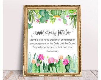 Anniversary Pinata, Wedding Pinata Leave a Joke, Idea or Dare for the Bride and Groom, 8x10 Mexican Fiesta Printable Sign, Fiesta Pinata