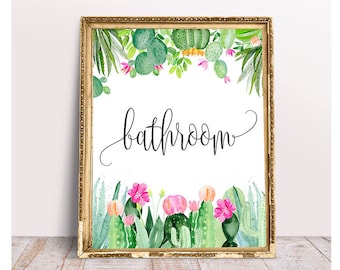 Fiesta Party Bathroom sign, Printable fiesta sign, Birthday Fiesta Sign, Wedding fiesta sign, Succulent Restroom Sign, Fiesta, printable