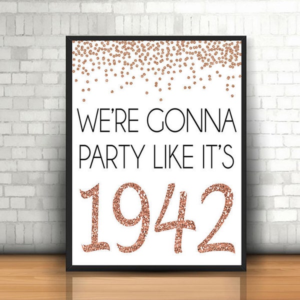 79th Birthday, Cheers to 79 Years, Happy 79th Birthday, 79th Birthday Sign, 79th Anniversary Sign, Rose Gold Birthday Party Decoration,1942