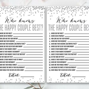 Silver Anniversary Game Card, Silver Who Knows The Happy Couple, 25th Wedding Anniversary Activity Card, Printable Silver Anniversary, files