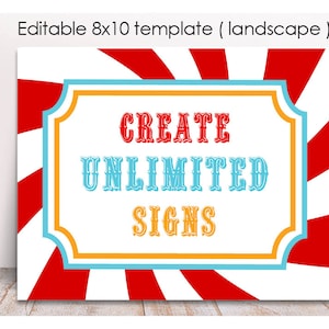 Editable Carnival Party Sign, Printable, Circus Template Decor, Circus Birthday Decoration, Instant Carnival Party Decor,, Carnival Signs