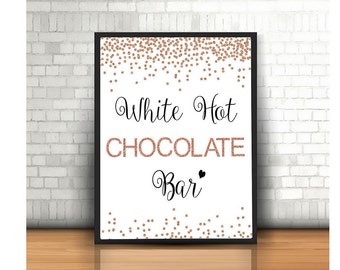 Winter Shower Signs - White Hot Chocolate Bar Sign - Hot Chocolate Bar - Winter Wedding Signs - Hot Cocoa Sign - Rose Gold Chocolate Bar