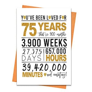 Gouden 75e verjaardagskaart, afdrukbare verjaardagskaart, 75e verjaardag printables, wenskaart afdrukbaar, gouden 75e verjaardag, 75e hartverjaardag