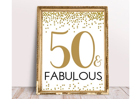 50 e favoloso, Saluti ai 50 anni, Segno del 50 compleanno, Segno del 50  anniversario, Decorazione della festa di compleanno di coriandoli d'oro,  Decorazione di compleanno, -  Italia